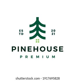 Pine Tree House Logo Vector Icon Illustration