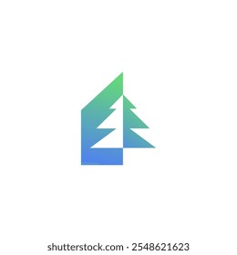 pine tree house logo vector icon. pine design with home