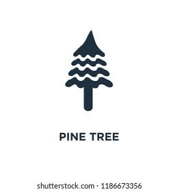 Pine tree icon. Black filled vector illustration. Pine tree symbol on white background. Can be used in web and mobile.