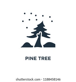 Pine tree icon. Black filled vector illustration. Pine tree symbol on white background. Can be used in web and mobile.