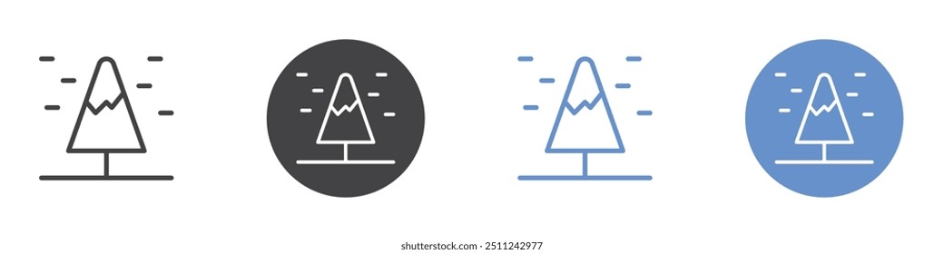 Pine tree icon Flat set in black and white color
