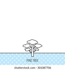 Pine tree icon. Forest wood sign. Nature environment symbol. Circles seamless pattern. Background with icon. Vector