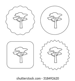 Pine tree icon. Forest wood sign. Nature environment symbol. Flat circle, star and emblem buttons. Labels design. Vector