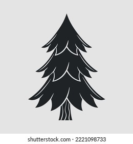 Pine Tree icon isolated on white background. Element for logo, label, emblem. Design element for logo, poster, emblem, greeting card, flyer.  Vector illustration