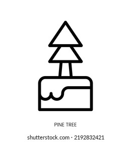 pine tree icon. Line Art Style Design Isolated On White Background