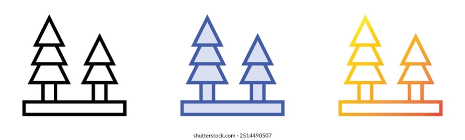 pine tree icon. Linear, Blue Fill and Gradient Style Design Isolated On White Background