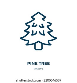 Pine tree icon. Linear vector illustration from wildlife collection. Outline pine tree icon vector. Thin line symbol for use on web and mobile apps, logo, print media.
