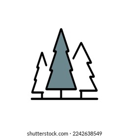 pine tree icon lineart style simple concept christmas tree