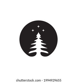 Pine tree icon logo design vector template