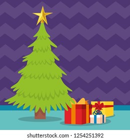 Pine tree icon. Merry Christmas season decoration figure theme.