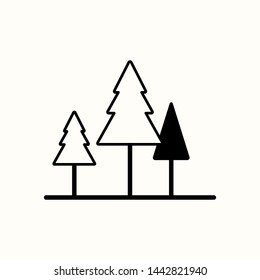 Pine tree icon. New trendy art style pine tree vector illustration symbol