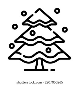 Pine tree icon. Outline design. Pine tree with snowy. Winter Christmas tree. For presentation, graphic design, mobile application. Vector Illustration.