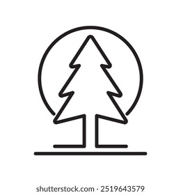 pine tree icon outline vector design illustration isolated background