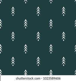 Pine Tree Icon Seamless Vector Pattern Background