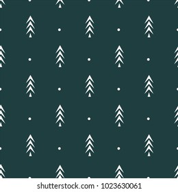 Pine Tree Icon Seamless Vector Pattern Background