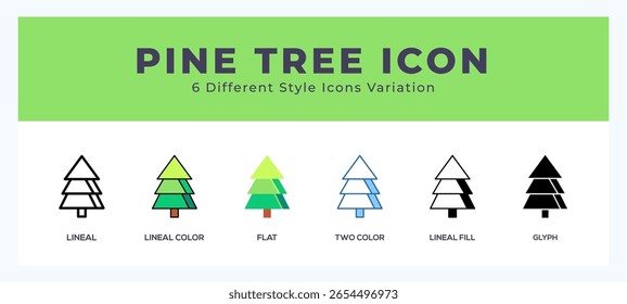 Pine tree icon set. Design elements for logo