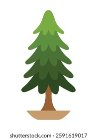 Pine tree icon sign. Pine tree flat stylized colour isolated on white background. Christmas tree modern silhouette cartoon symbol logo design. Naturel tree perfect for social media, card, banner sign.