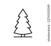 Pine tree icon. Simple outline style. Spruce, fir, evergreen, timber, cedar, forest concept. Thin line symbol. Vector illustration isolated.