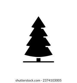 Pine tree icon. Simple solid style. Spruce, fir, evergreen, timber, cedar, forest concept. Silhouette, glyph symbol. Vector illustration isolated.