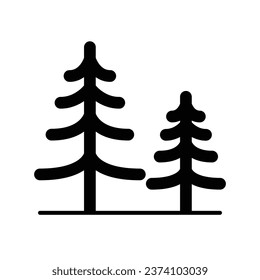 Pine tree icon. Simple solid style. Bark, wood, forest concept. Silhouette, glyph symbol. Vector illustration isolated.
