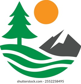 Pine Tree Icon Symbol Brand Design Template
