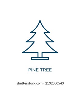 pine tree icon. Thin linear pine tree outline icon isolated on white background. Line vector pine tree sign, symbol for web and mobile