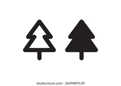 Pine tree icons in black and outline Vector