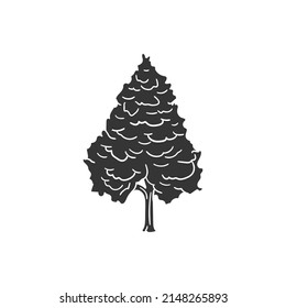 Pine Tree Illustration Clip Art Design Shape. Forest Silhouette Icon Vector.