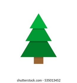Pine tree illustration. Flat geometric paper origami style.