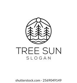 pine tree illustration, green forest symbol, nature, graphic design template