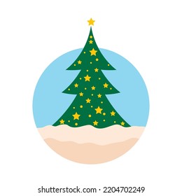 Pine tree illustration vector flat design template