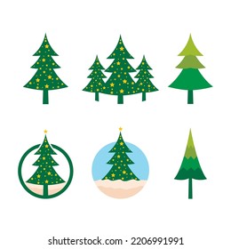 Pine tree illustration vector flat design template