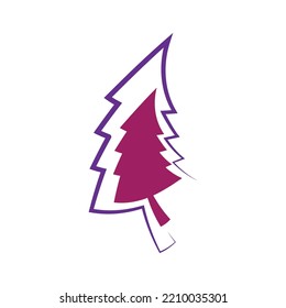 Pine tree illustration vector flat design template