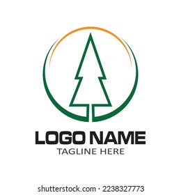 Pine tree illustration vector flat design template