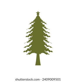 Pine tree illustration vector flat design template