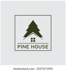 Pine tree illustration vector flat design template