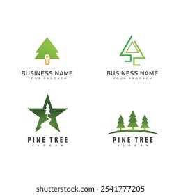 Pine tree illustration vector flat design template