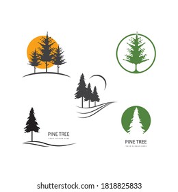 Pine tree ilustration logo vector design