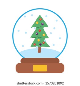 Pine tree inside sphere design, Merry christmas season decoration card invitation celebration and holiday theme Vector illustration