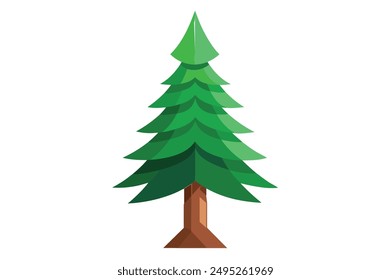 Pine tree Isolated flat vector illustration.