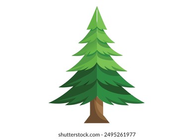 Pine tree Isolated flat vector illustration.