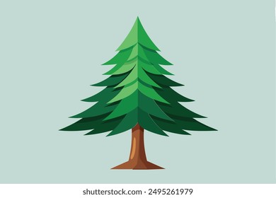 Pine tree Isolated flat vector illustration.