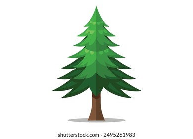 Pine tree Isolated flat vector illustration.