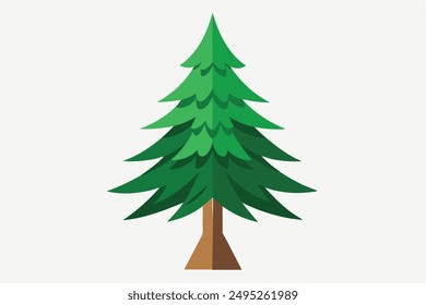 Pine tree Isolated flat vector illustration.