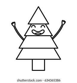 pine tree kawaii character