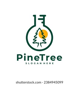 Pine Tree with Lab logo design vector. Creative Pine Tree logo concepts template