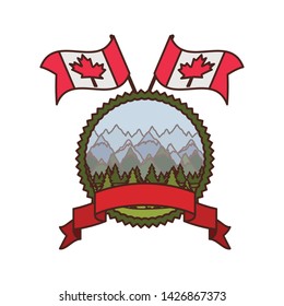 Pine tree label and canada symbol design