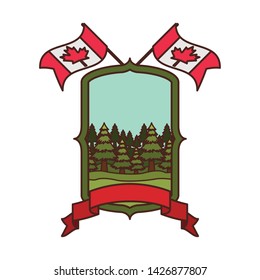 Pine tree label and canada symbol design