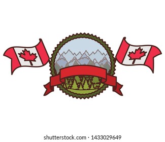 Pine tree label and canada symbol design
