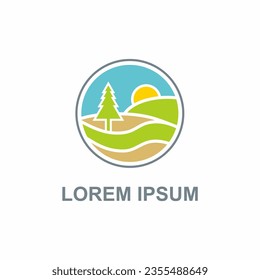 Pine tree landscape nature logo vector image
